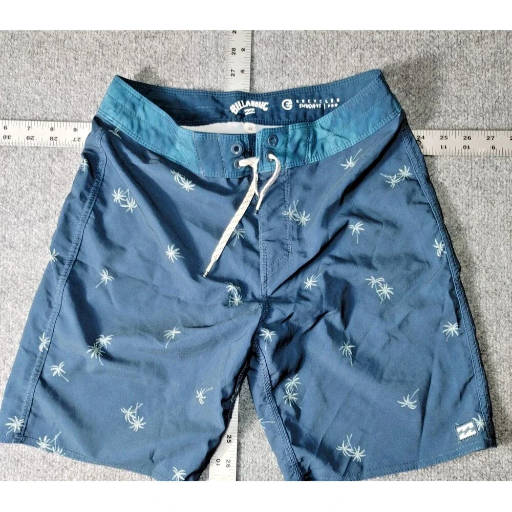 Billabong Sundays Pro Board Shorts Mens 26 Blue Palm Trees Stretch